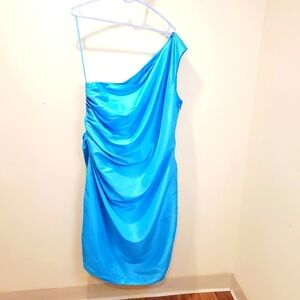 Ashro blue malibu One Shoulder dress midi plud size 20